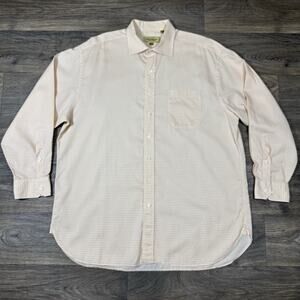 Paul Stuart Men's Orange Check Cotton Dress Button-down 17.5-34